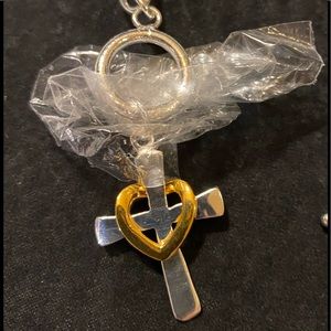 NWOT  .925 Cross with heart necklace and bracelet